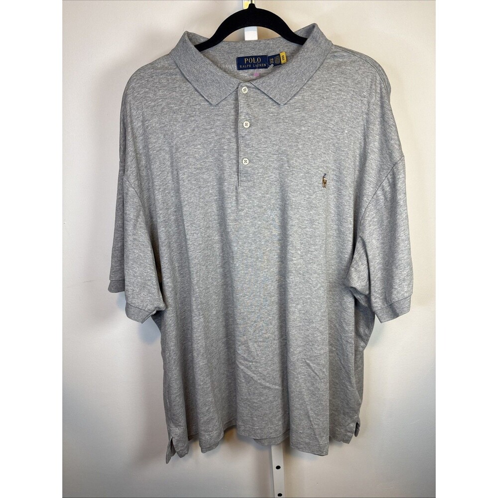 Polo Ralph Lauren Polo Shirt Mens 2XB Gray Heathered Short Sleeve Flesh Pony